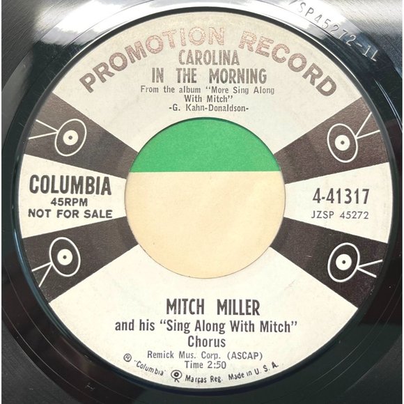 Mitch Miller Carolina in the Morning 45 Pop Vinyl Promo Record Columbia 4-41317 - Picture 1 of 4